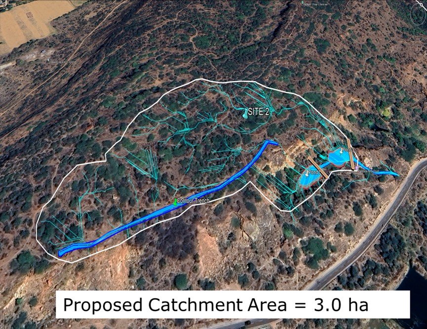 Proposed Contour Trench Outfalls into Pond